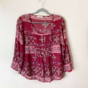 Denim & Supply Ralph Lauren Red boho Print top size L